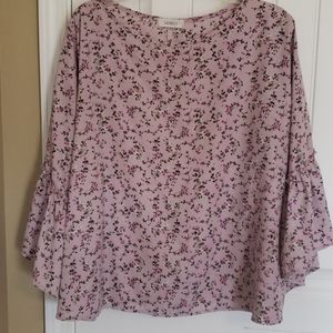 Hopely Pink Floral Bell Sleeve Top